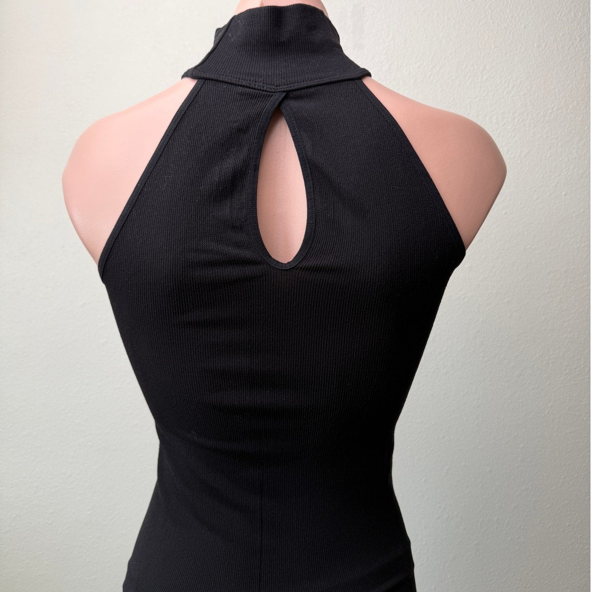Free People Intimately Black Mock Neck Keyhole Back Bodysuit