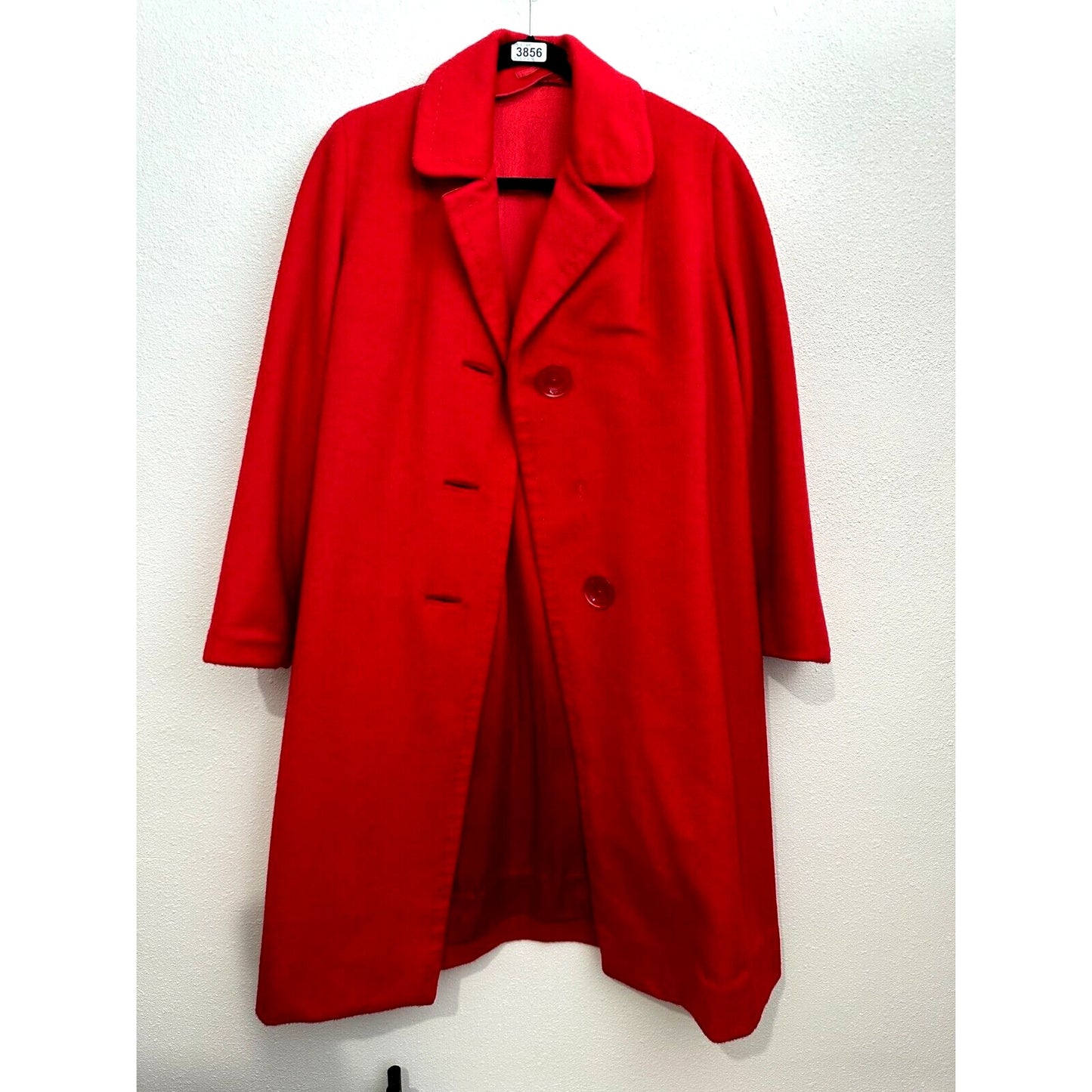 Red Oversized Felt Long Sleeve Single Button Heavy Long Line Jacket Large