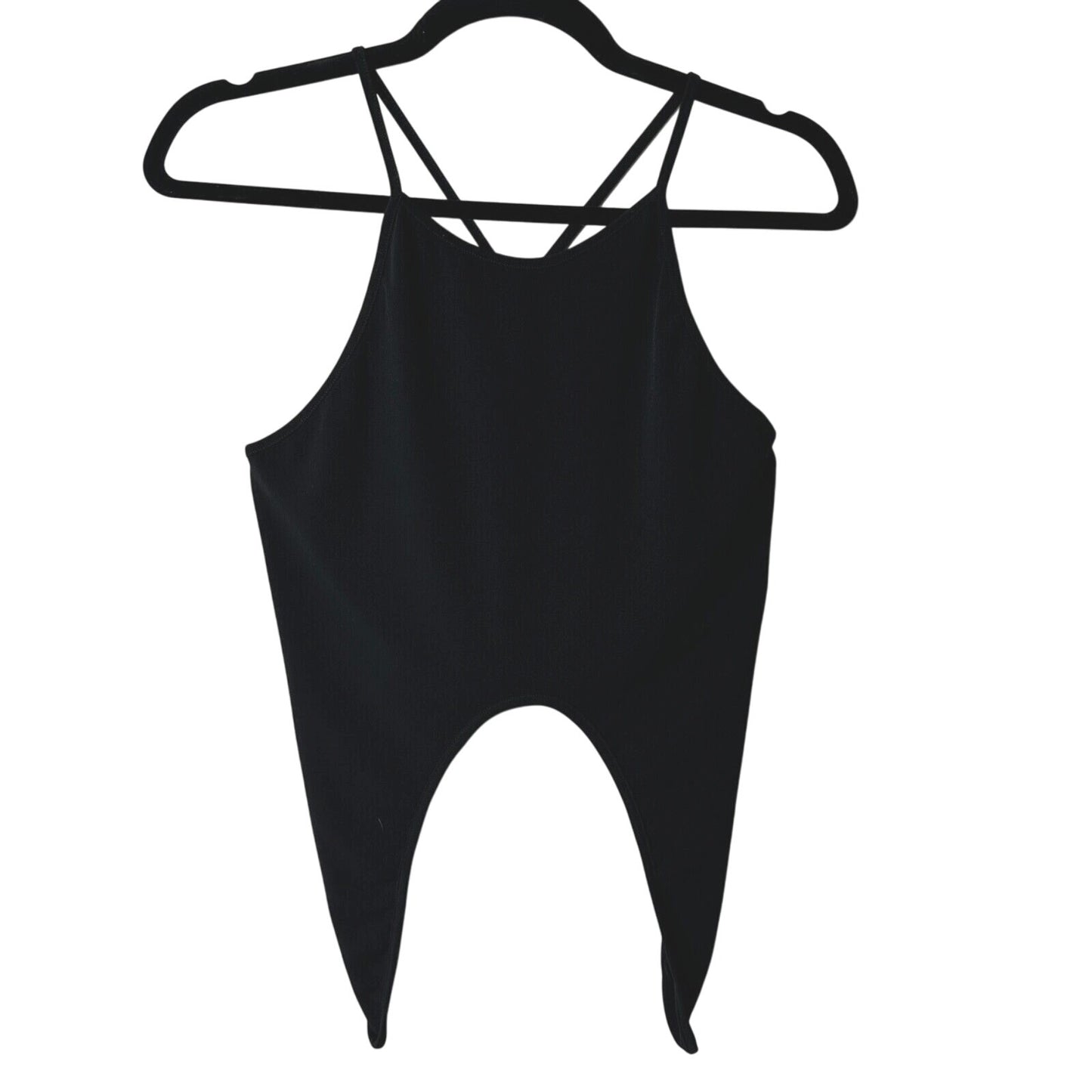 NWT Motel Jet Black Spaghetti Strap Racerback Tank Top Cami Crop Cut Out Smalll
