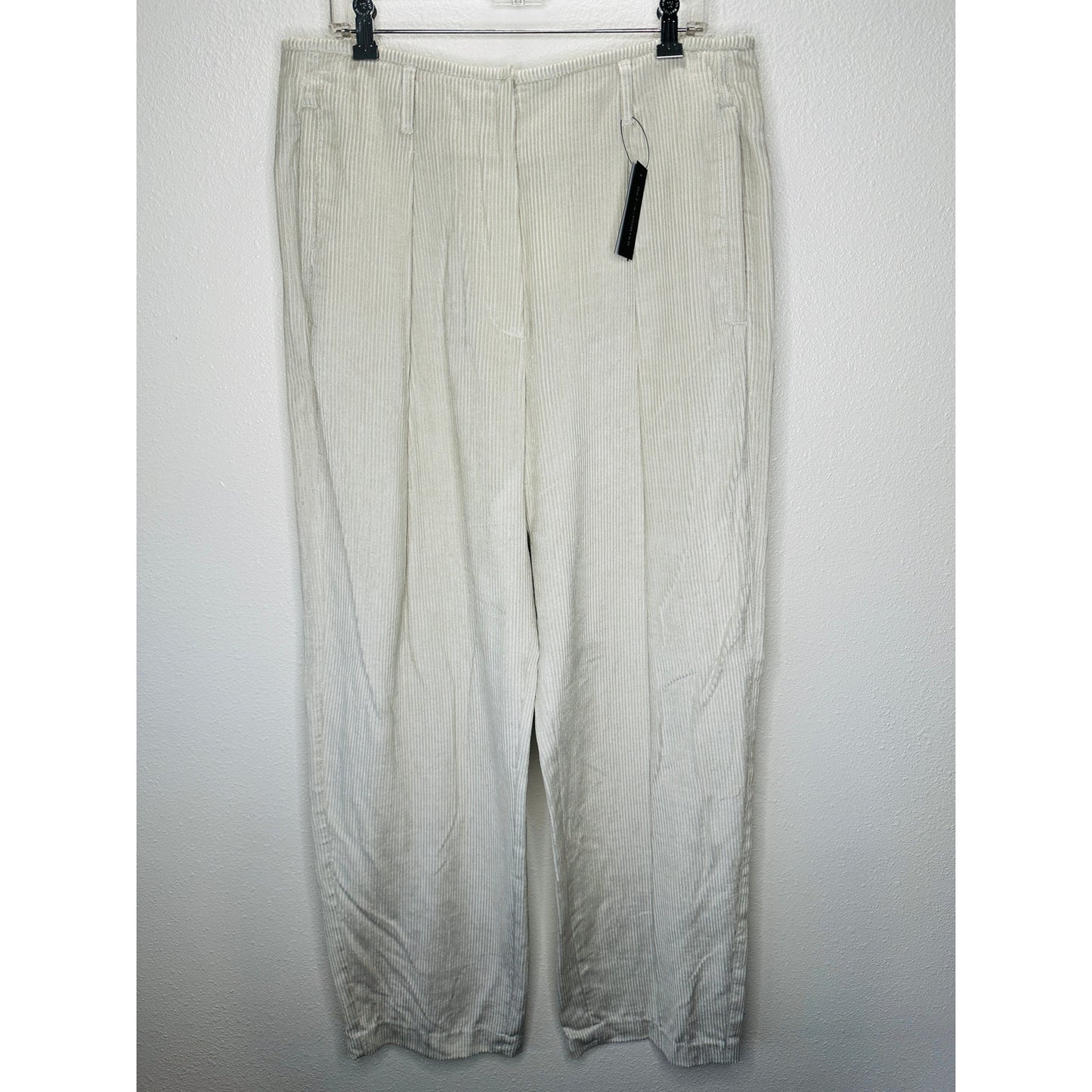 NWT Brunello Cucinelli Oversize Sand Beige Front Pleat Wide Leg Corduroy Pant 12