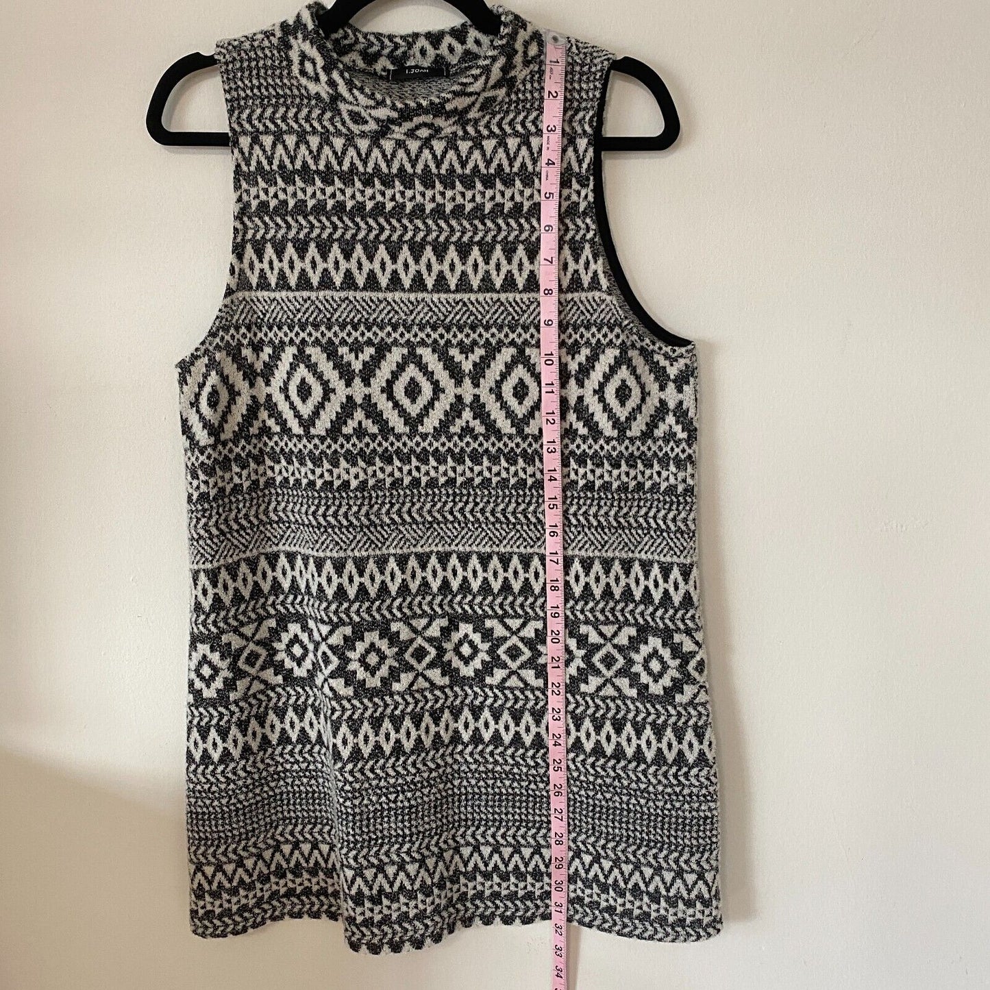 I JOAH Black White Aztec Tribal Print Sleeveless Pullover Bodycon Dress Large