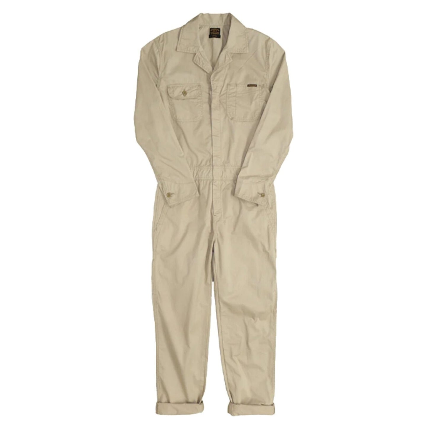 Civilianaire Khaki Twill Front-Zip Long Sleeve Pockets Utility Jumpsuit XS