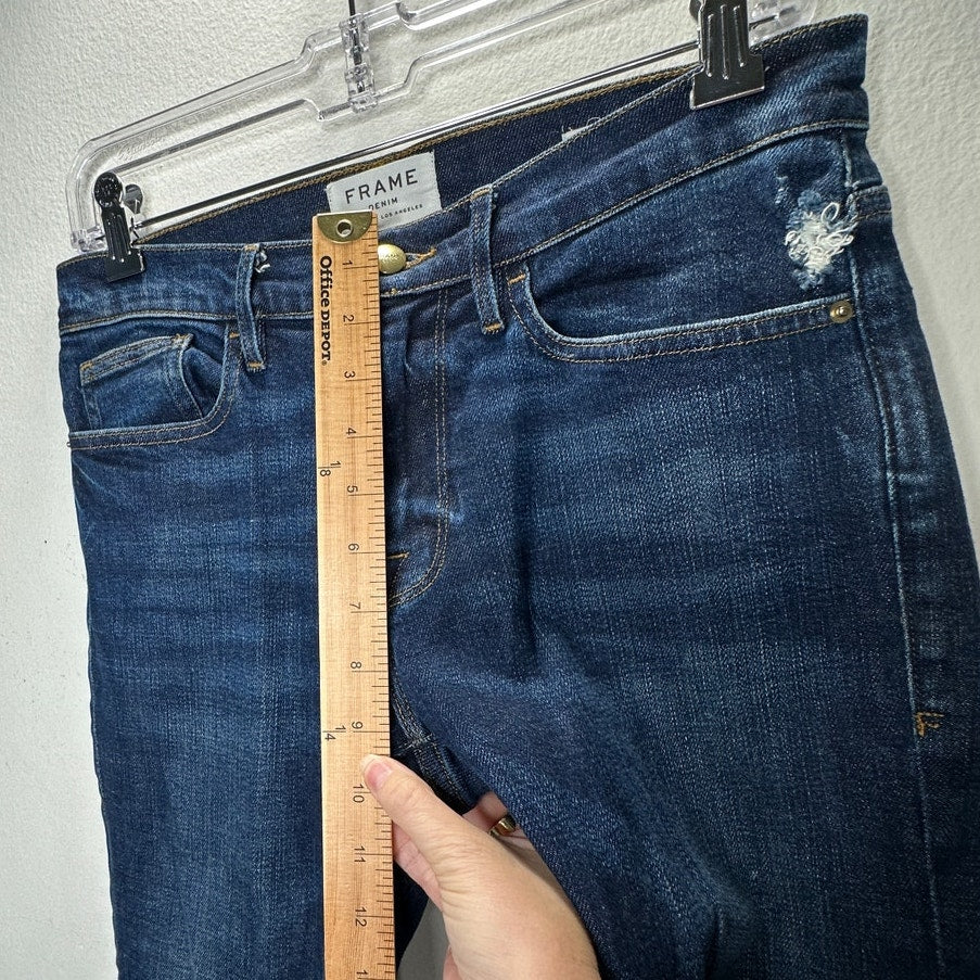 Frame Le Boy Dark Wash Pondview Raw Hem Denim Jeans 27