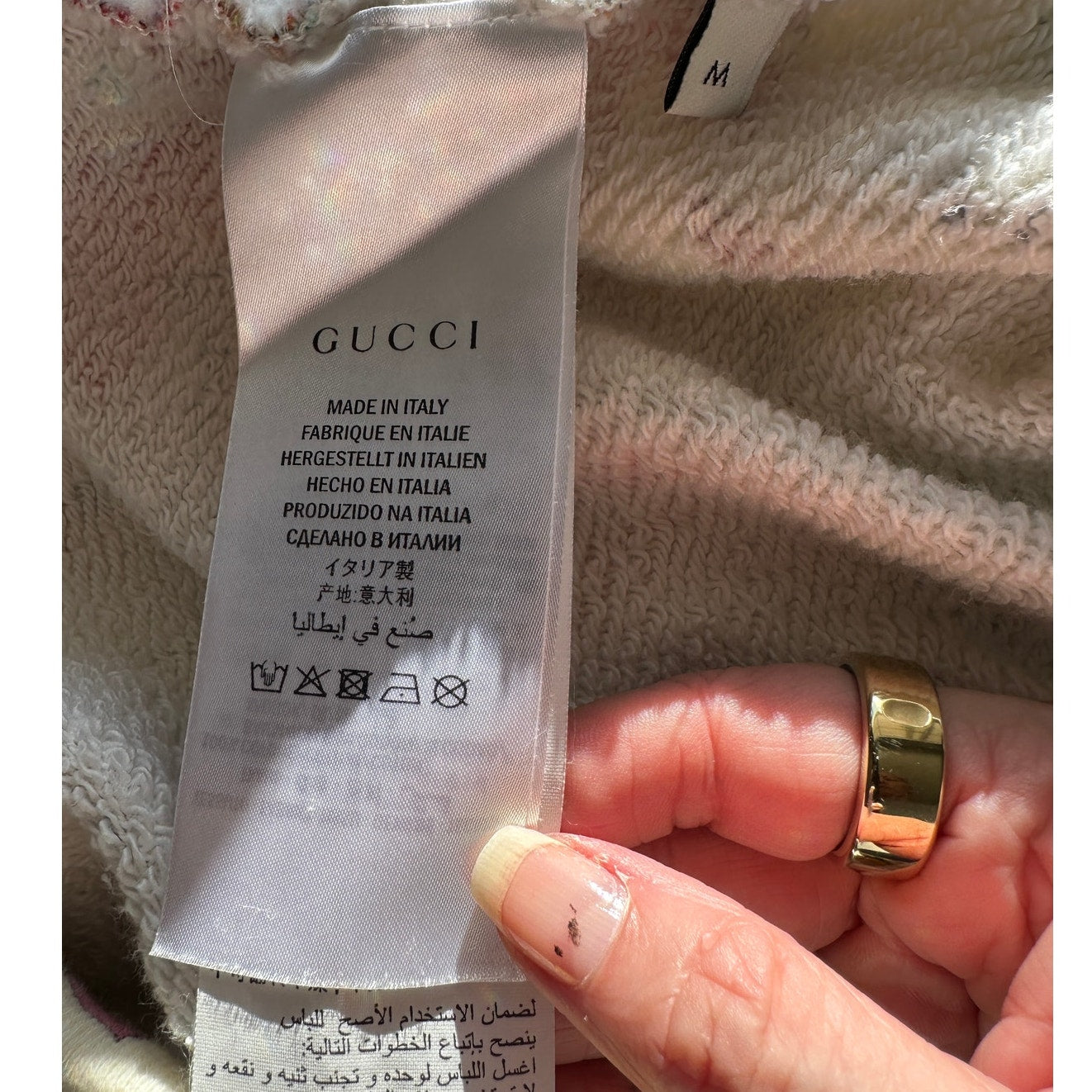 Gucci Flora Print Oversized Crewneck Sweatshirt Cream Women M