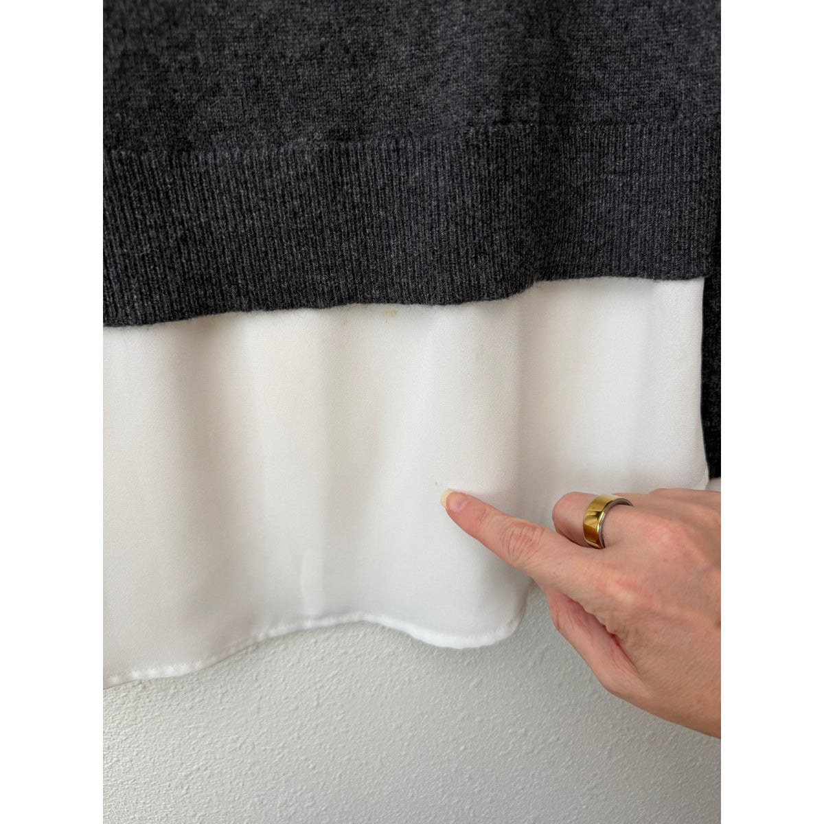 Gray White Layered Sweater Shirt XS