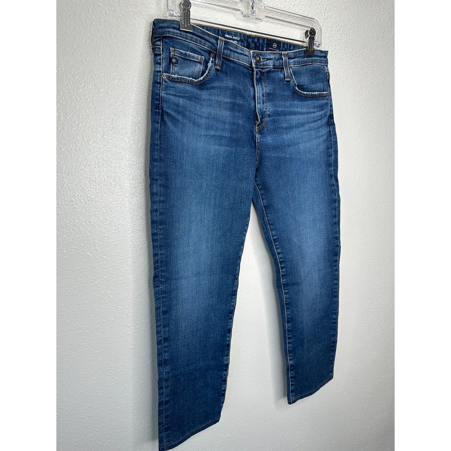 AG Medium Wash Whiskered Prima Ankle Cigarette Ankle Jeans 31