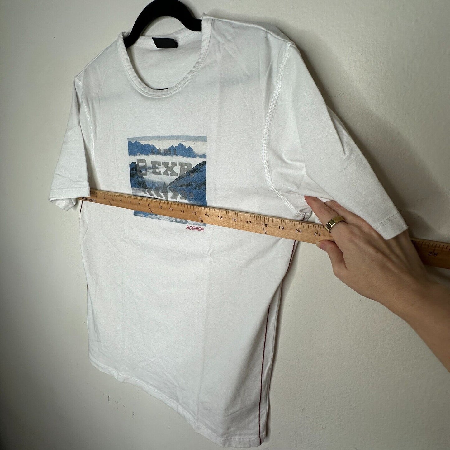 Bogner Ivory Blue Dog Sled Graphic Short Sleeve Round Neck Tee Shirt XL