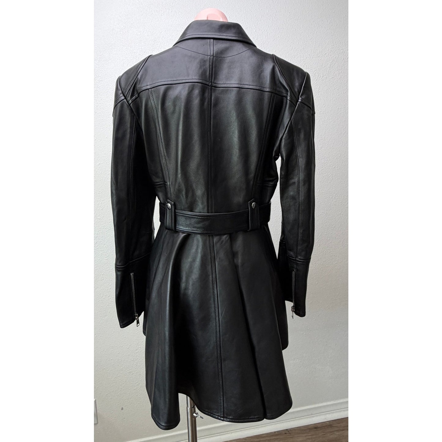 Alexander McQueen Black Peplum Moto Jacket Women's IT 50