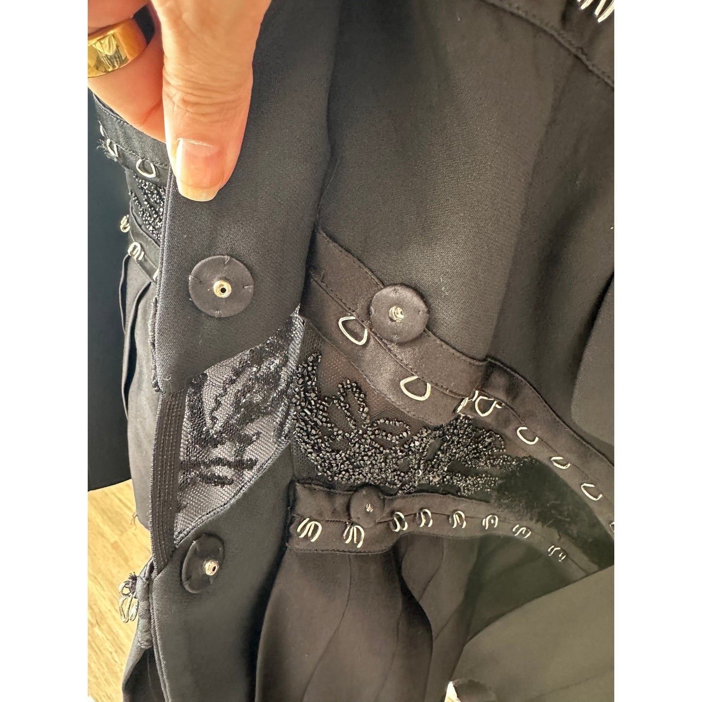 Alexander McQueen FW19 Runway Black Blazer Pleated Lace Jacket Dress L