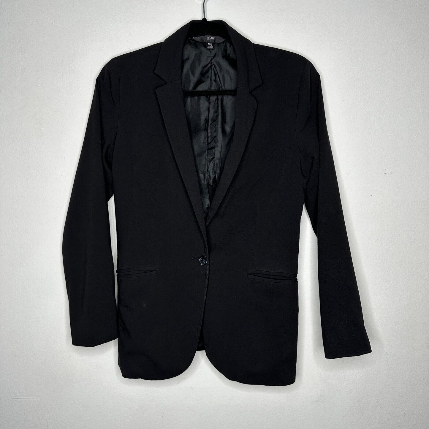 Mossimo Jet Black One Button Welt Pockets Casual Blazer Jacket Size XS