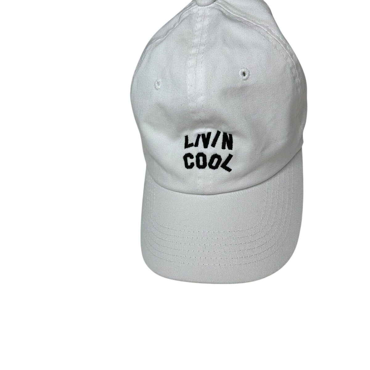 NWOT Livin Cool White Adjustable Baseball Cap Hat Black Livin Cool Graphic OS