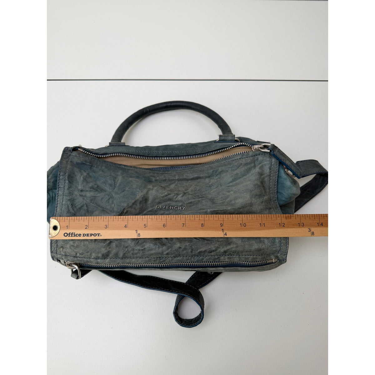 Givenchy Blue Green Zip Satchel Bag Women's