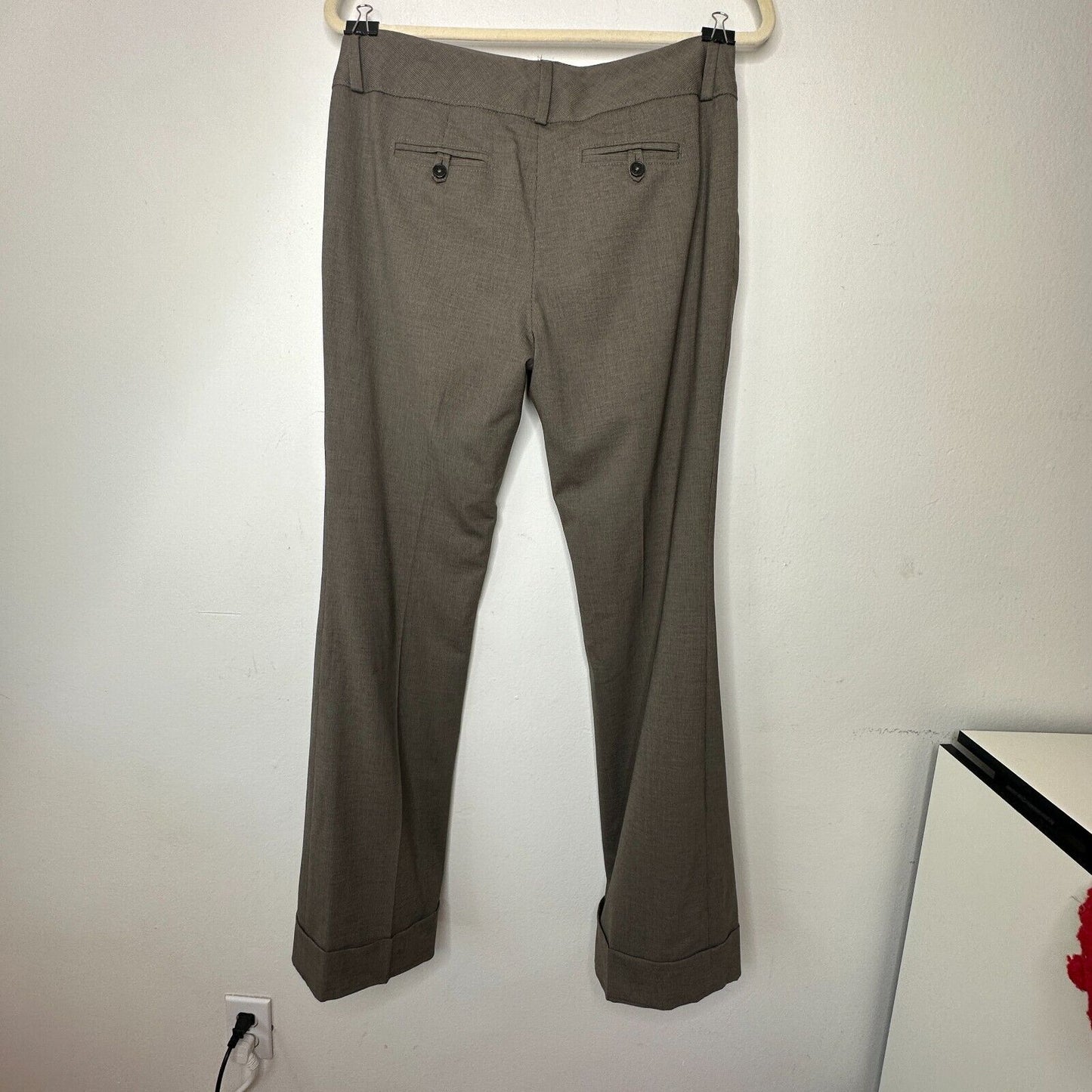 Banana Republic Brown Pinstripe Martin Fit Wide Leg Stretch Cuffed Dress Pant 4