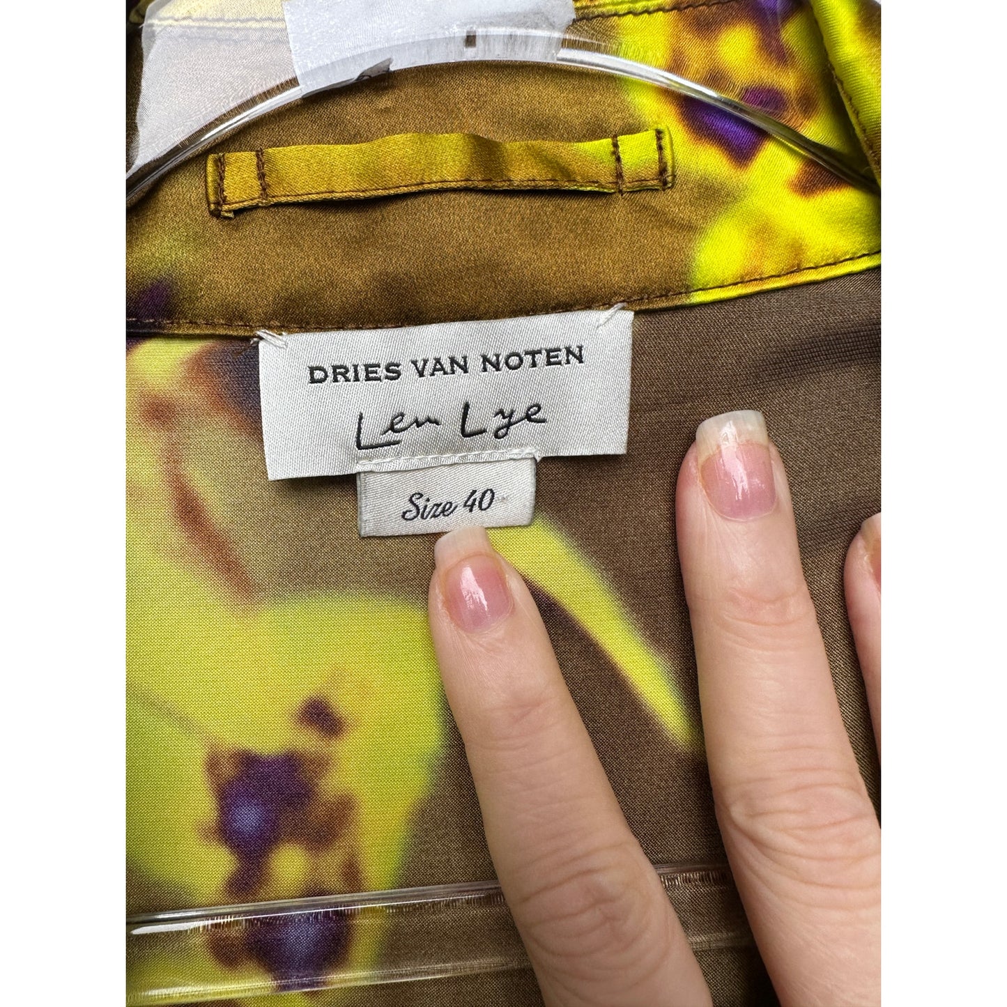 Dries Van Noten floral satin trench coat yellow women US 8 double-breasted