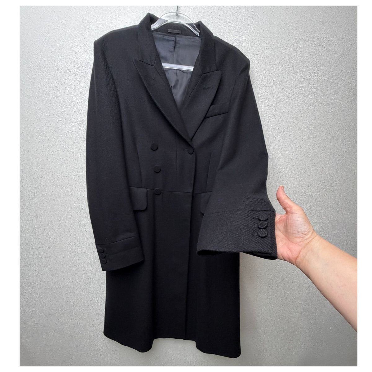 Alexander McQueen Black Cashmere Silk Double Breasted Frock Coat Men's US 36