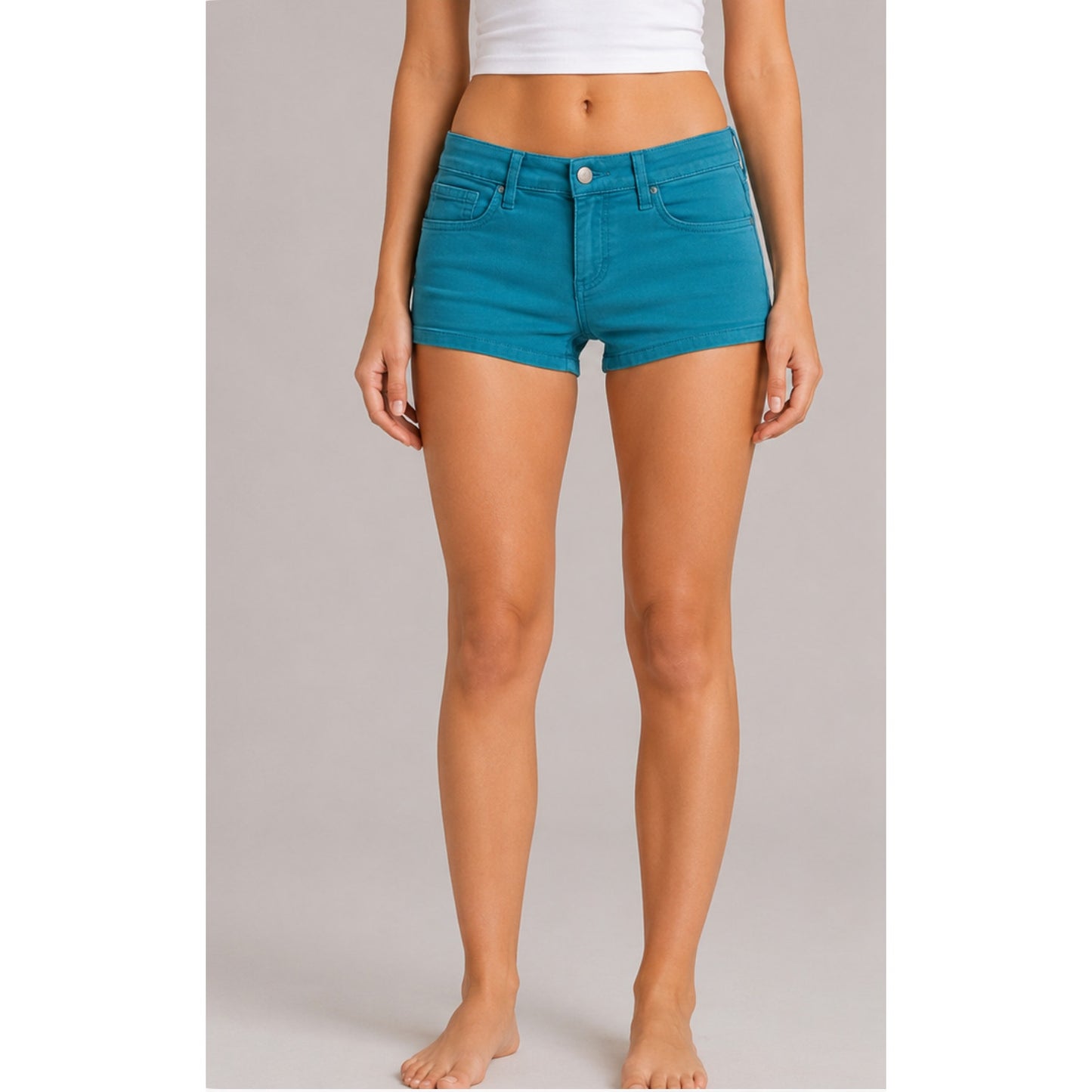 Joe’s Teal Denim 5-Pocket Jean Stretch Short Shorts 29 Cotton Polyester Lycra 29