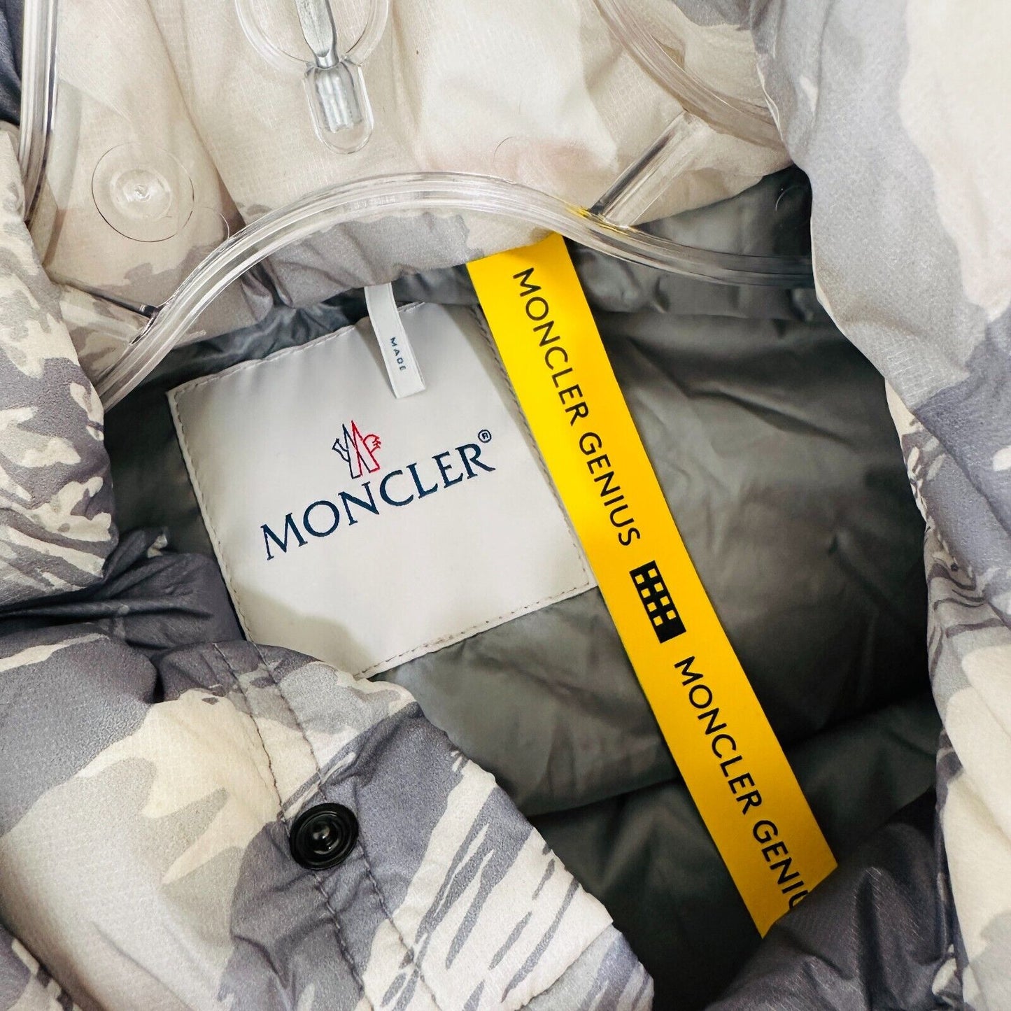 Moncler Genius Muted Cream Blue Gray Sage Army Paint Swatch Hooded Down Jacket S