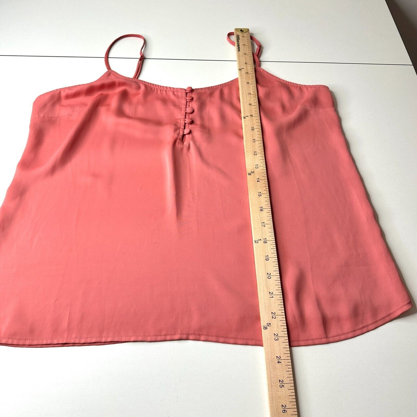 L'Academie Peach 5-Button Loop Close Knit Tank Adjustable Straps Cami Top L