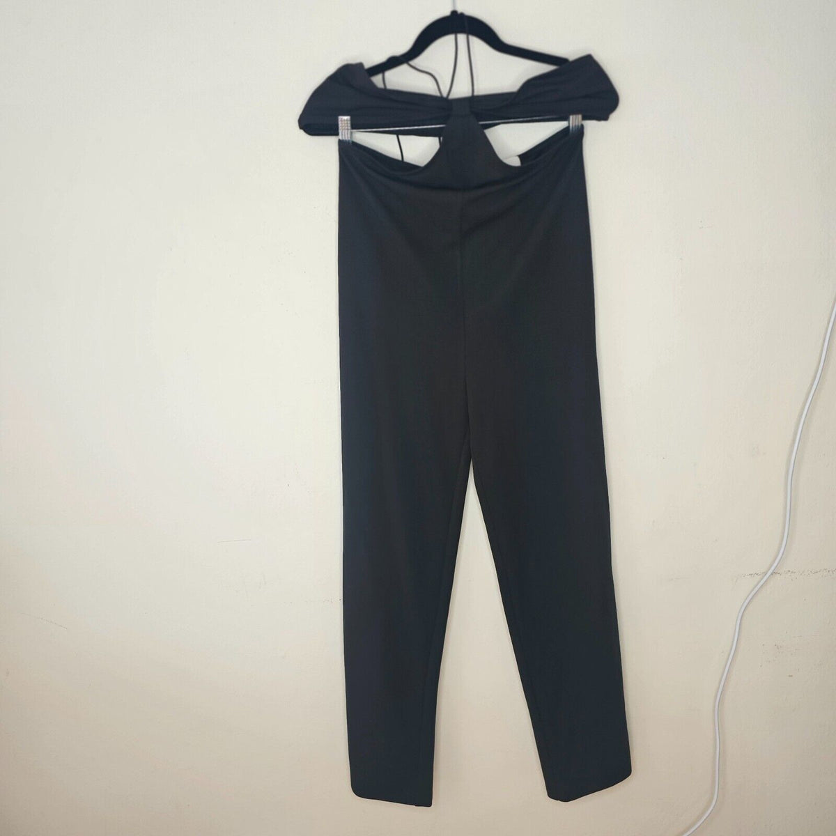 NWT Commense Hot Black Bandeau Top Open Sides Wide Leg Jumpsuit One-Piece XL