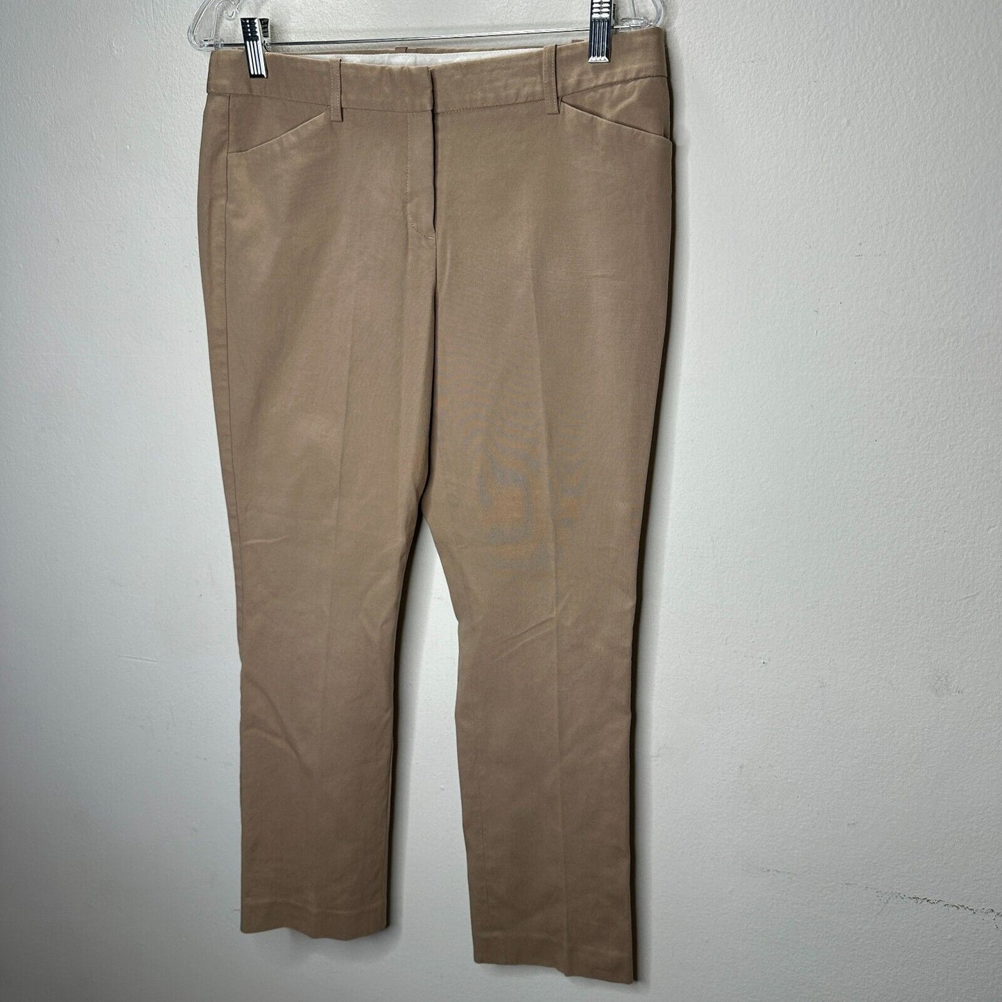 Theory Izelle S Cropped Pants Tan Camel Khaki Ankle Trousers Size 8