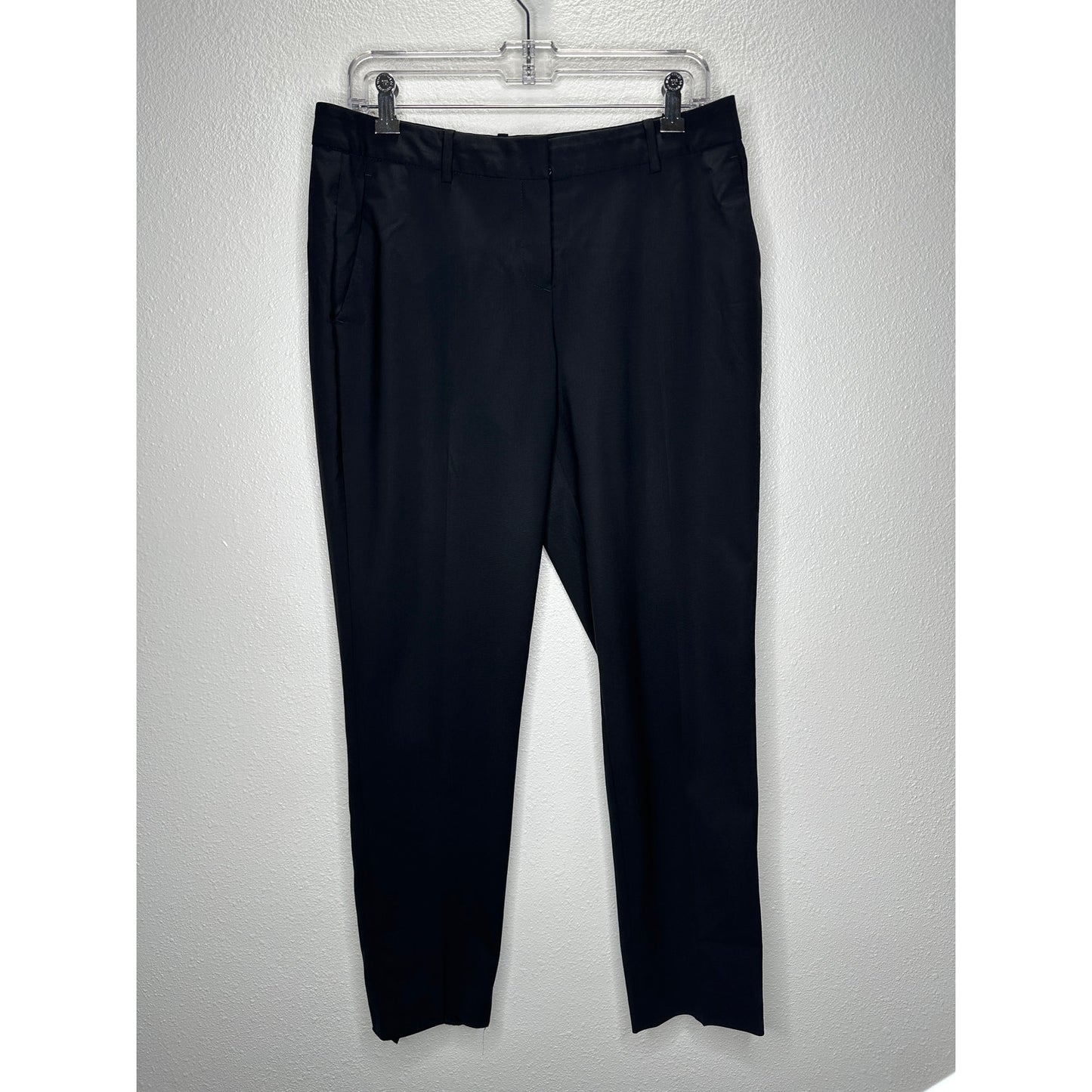 Theory Black Testra 2B Straight Leg Wool Blend Trouser Pants 8