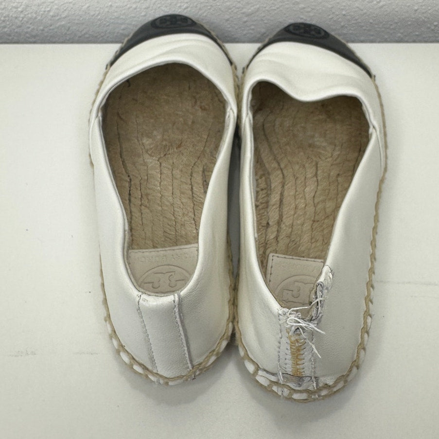 Tory Burch Black & White Colorblock Round Toe Espadrille 5