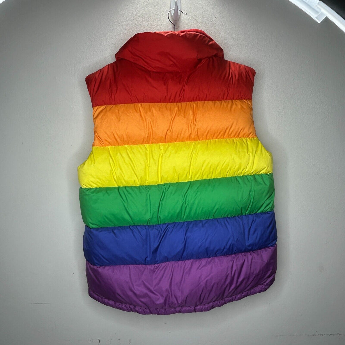 RARE Burberry Rainbow Stripe Down Filled Quilted Puffer Vest Concealed Zip S
