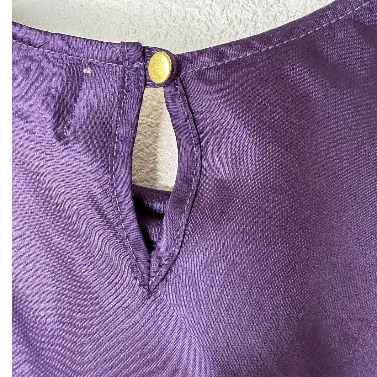 Nation Dark Purple Satin Mock Neck Sleeveless Keyhole Back Blouse S