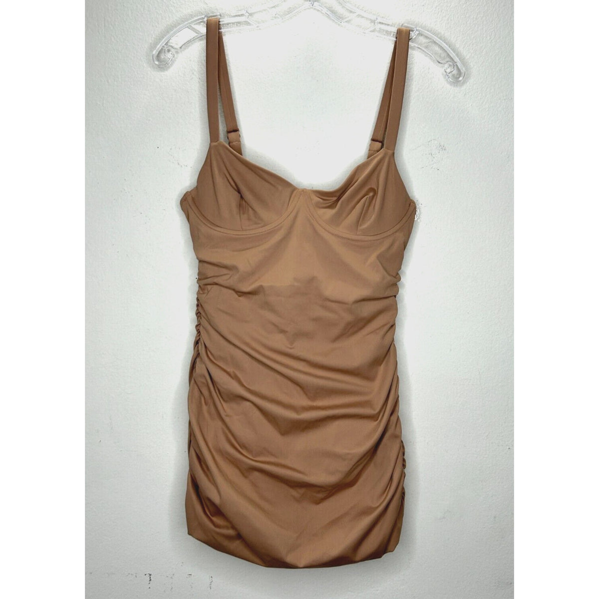 NWT Skims Sienna Tan Sculpting Ruched One Piece Bathing suit Swim Dress Small