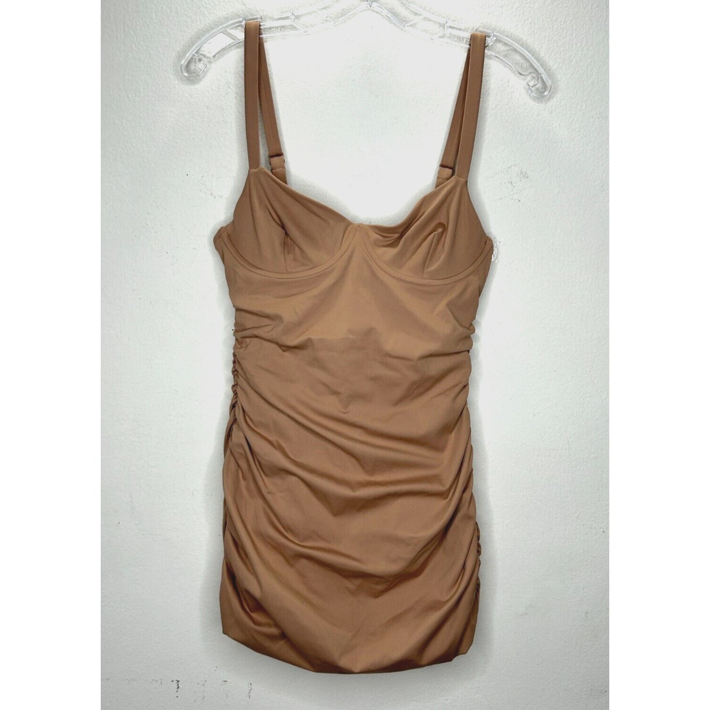 NWT Skims Sienna Tan Sculpting Ruched One Piece Bathing suit Swim Dress Small
