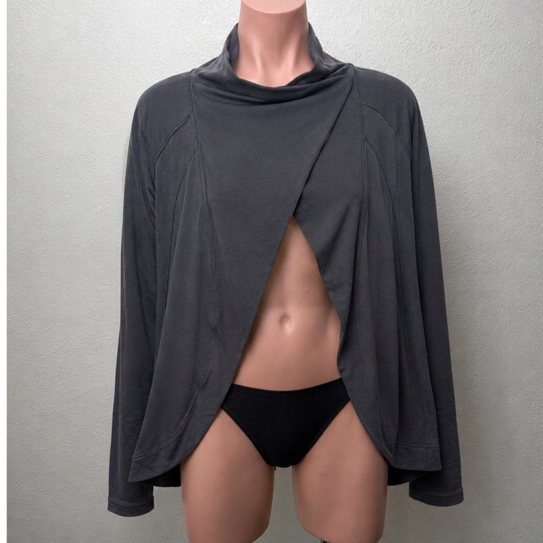 Lululemon Black Long Sleeve Cardigan Style Snap Neck Button Collar 4