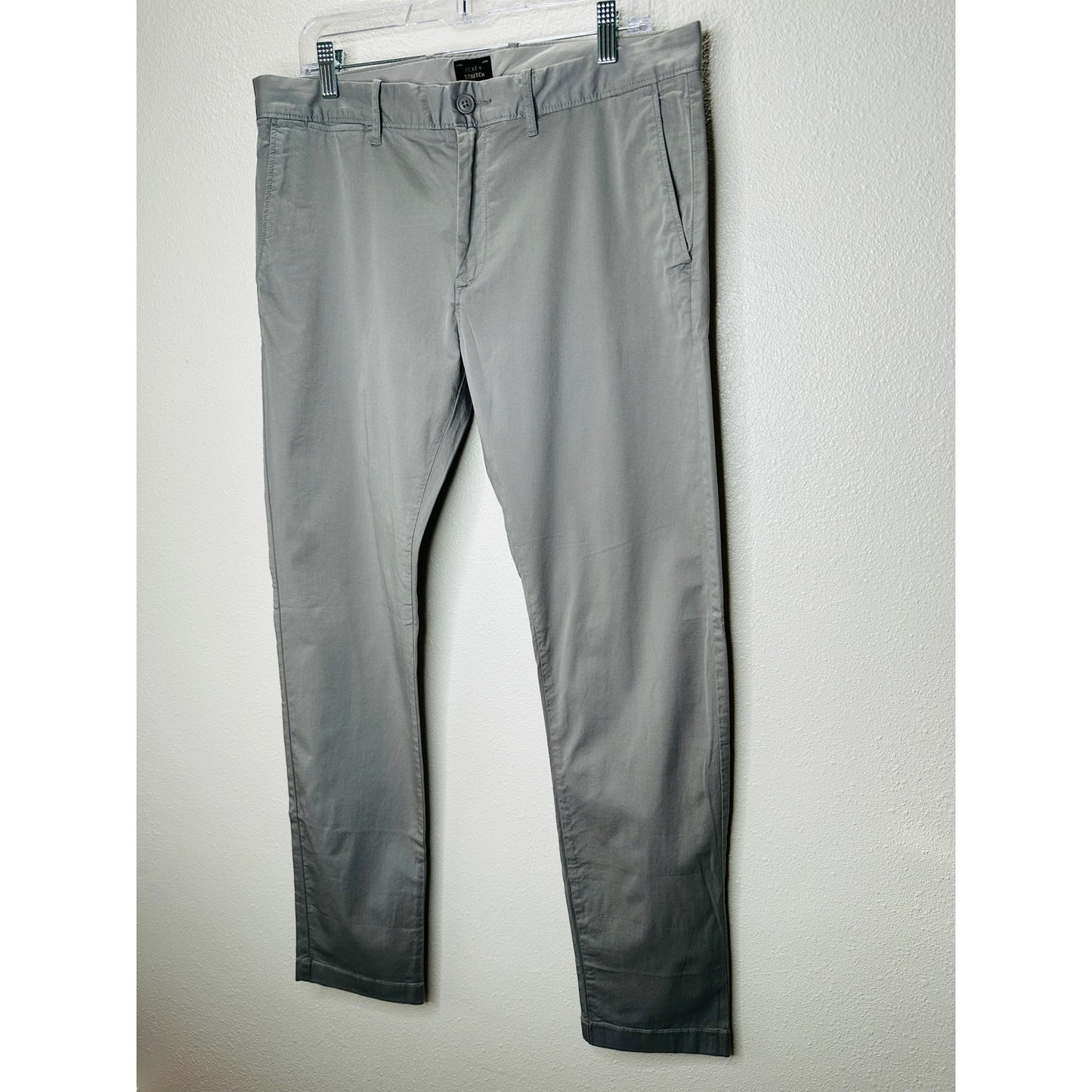 J Crew Khaki Gray 484 Stretch Chambray Trouser Pant Chino 34 / 32