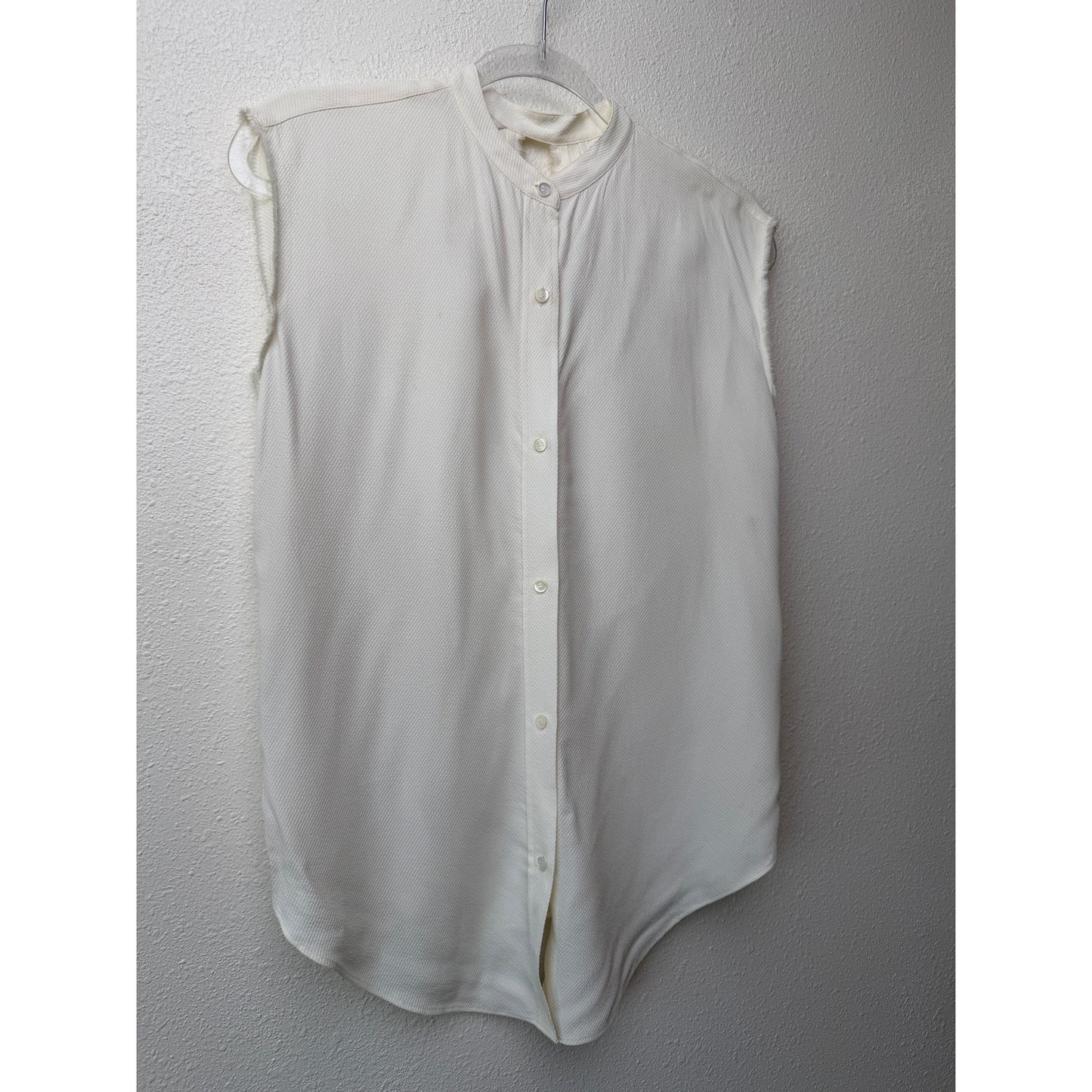 Helmut Lang Ivory Tie Back Sleeveless Blouse US S