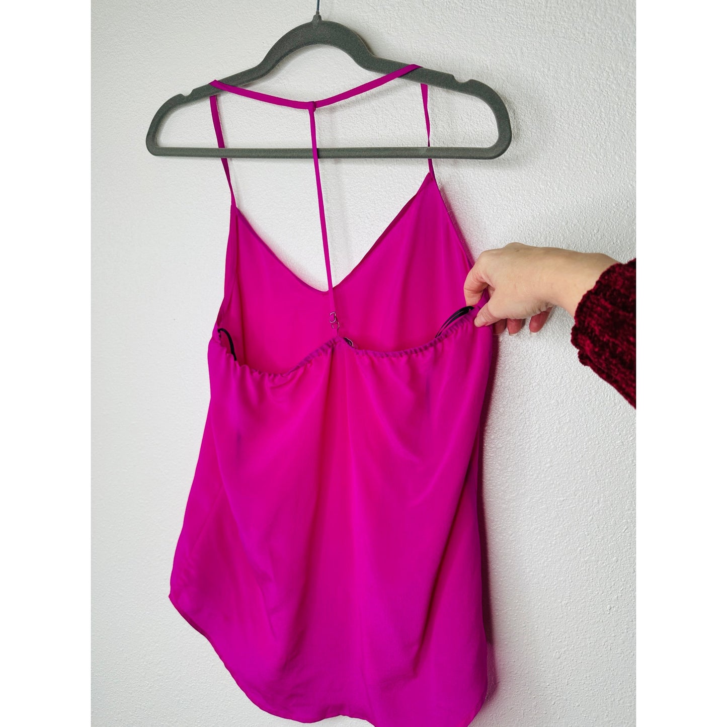 Lavender Brown Pink Fuscia Semi Sheer V-Neck T-Band Cami M