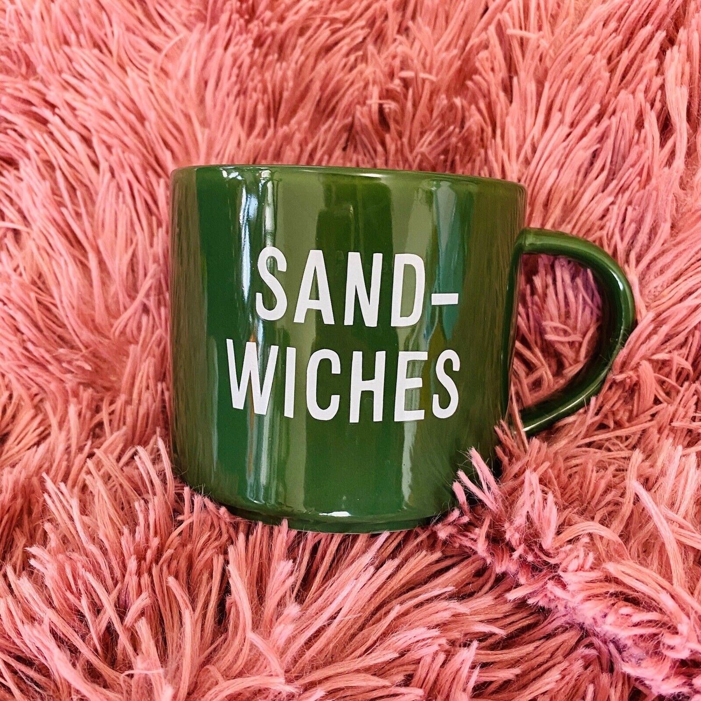 Room Essentials Clever Hunter Green Sandwiches Graphic 16oz Coffee Tea Mug