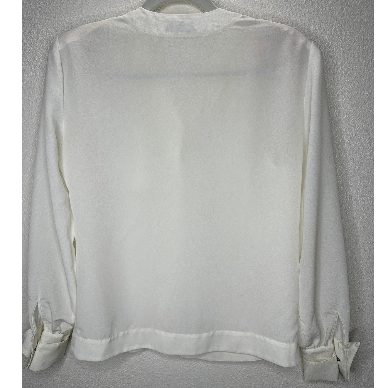Martinique Ivory Long Sleeve V-Neck Bronze Button Up Blouse Top 6