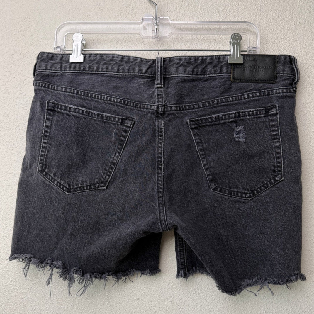 Lucky Brand Black Boy Mid Rise Denim Shorts Womens US 8
