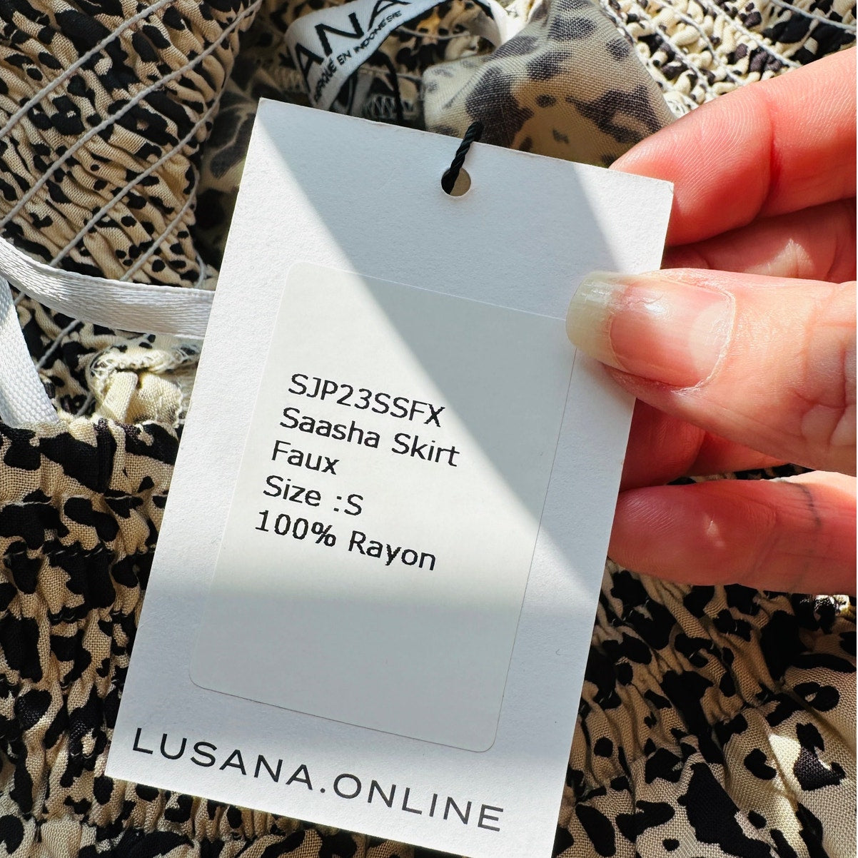 Lusana Tan & Black Cheetah Print Elastic Waist Flowy Saasha Skirt S