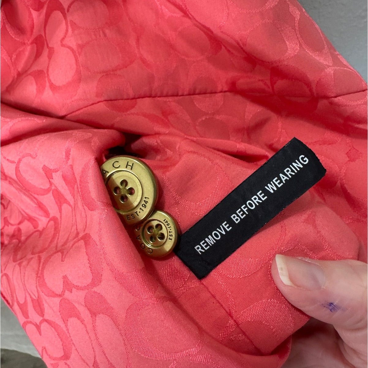 Coach Tan Double Breasted Tie Belt Trench Coat Gold Buttons Small
