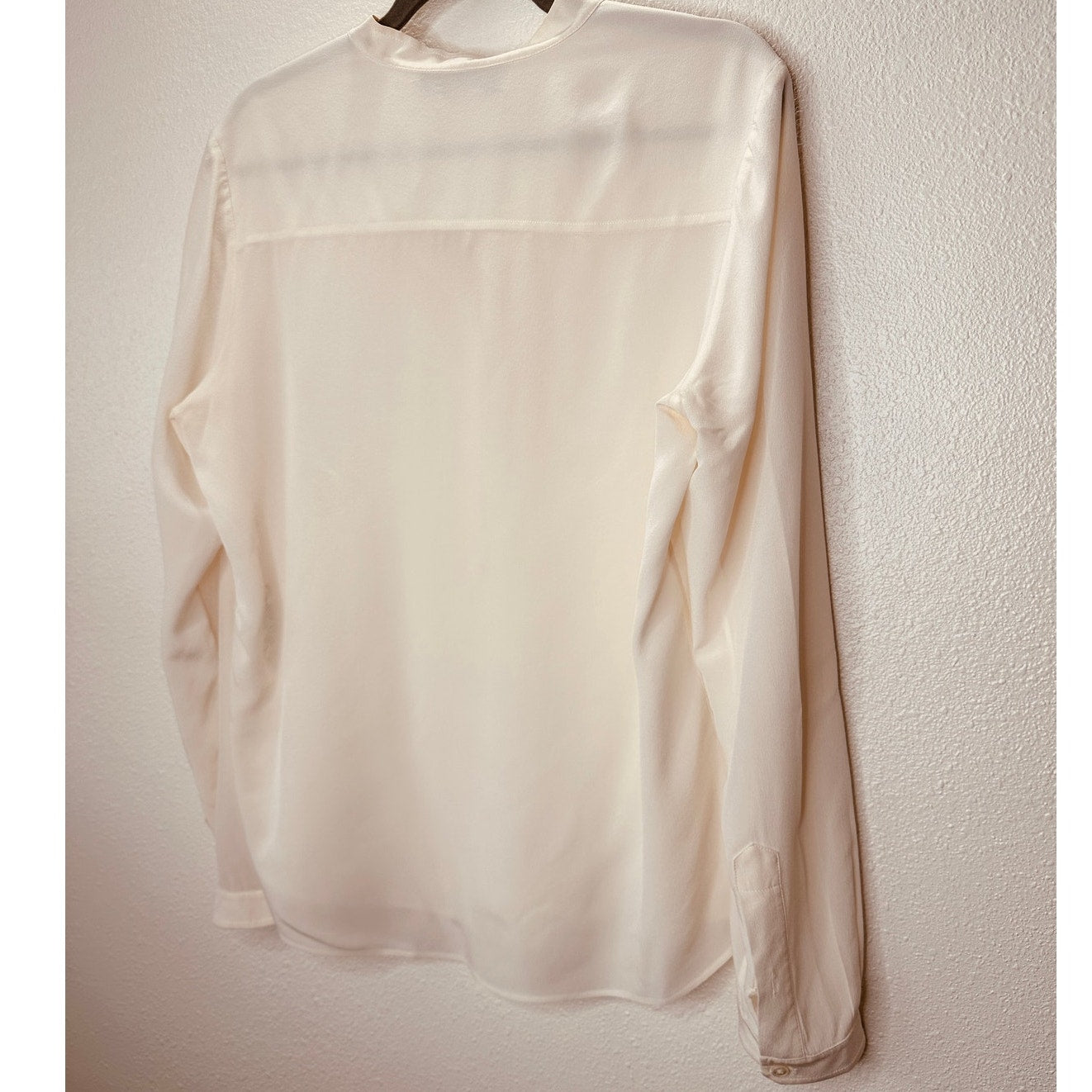 Stella McCartney Eva Cream Silk 3/4 Button Mandarin Collar Blouse 42 / M