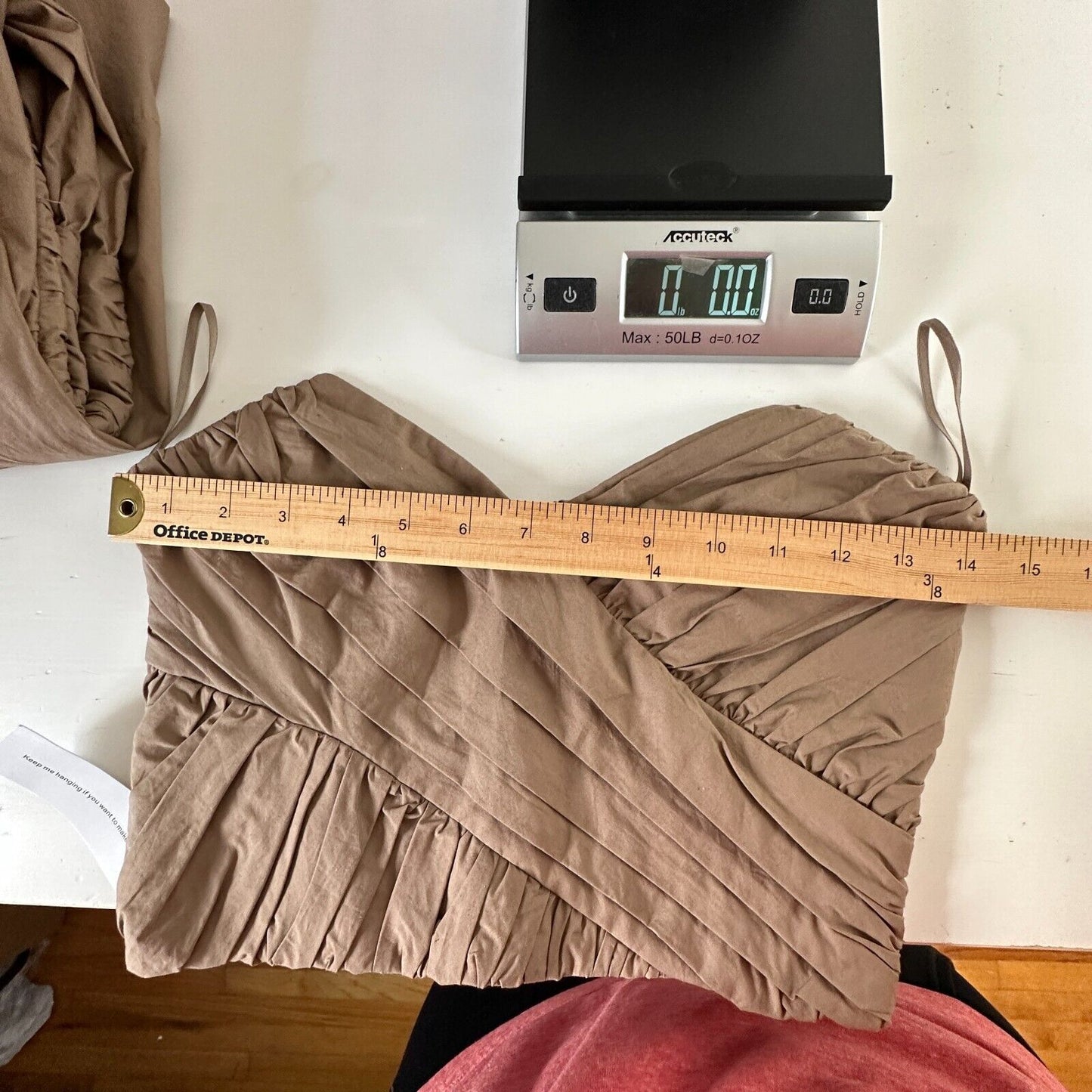NWT BEC + BRIDGE 2-Piece Mocha Sweetheart Neck Bandeau & Pleat Gathered Skirt 2