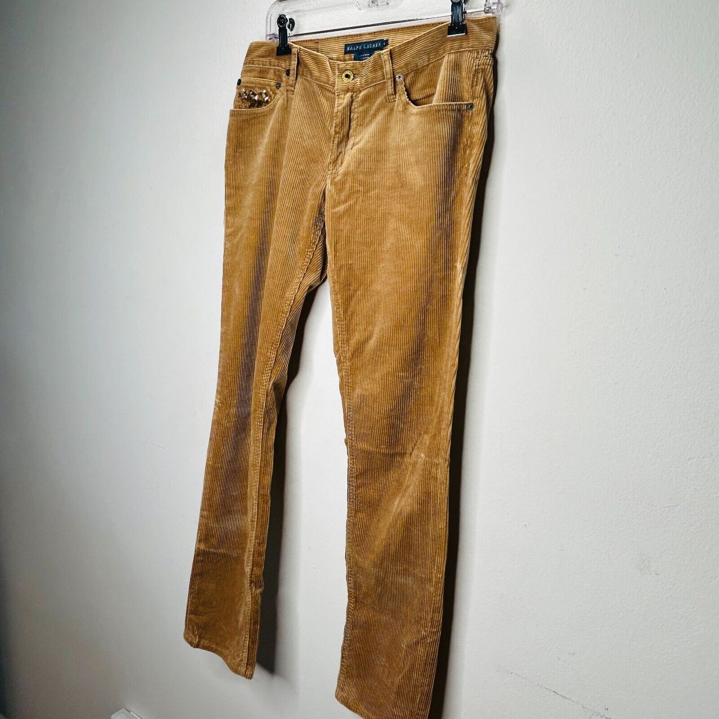 Ralph Lauren Blue Label RL650 Thompson Tan Corduroy Slim Low-Rise Straight Jeans