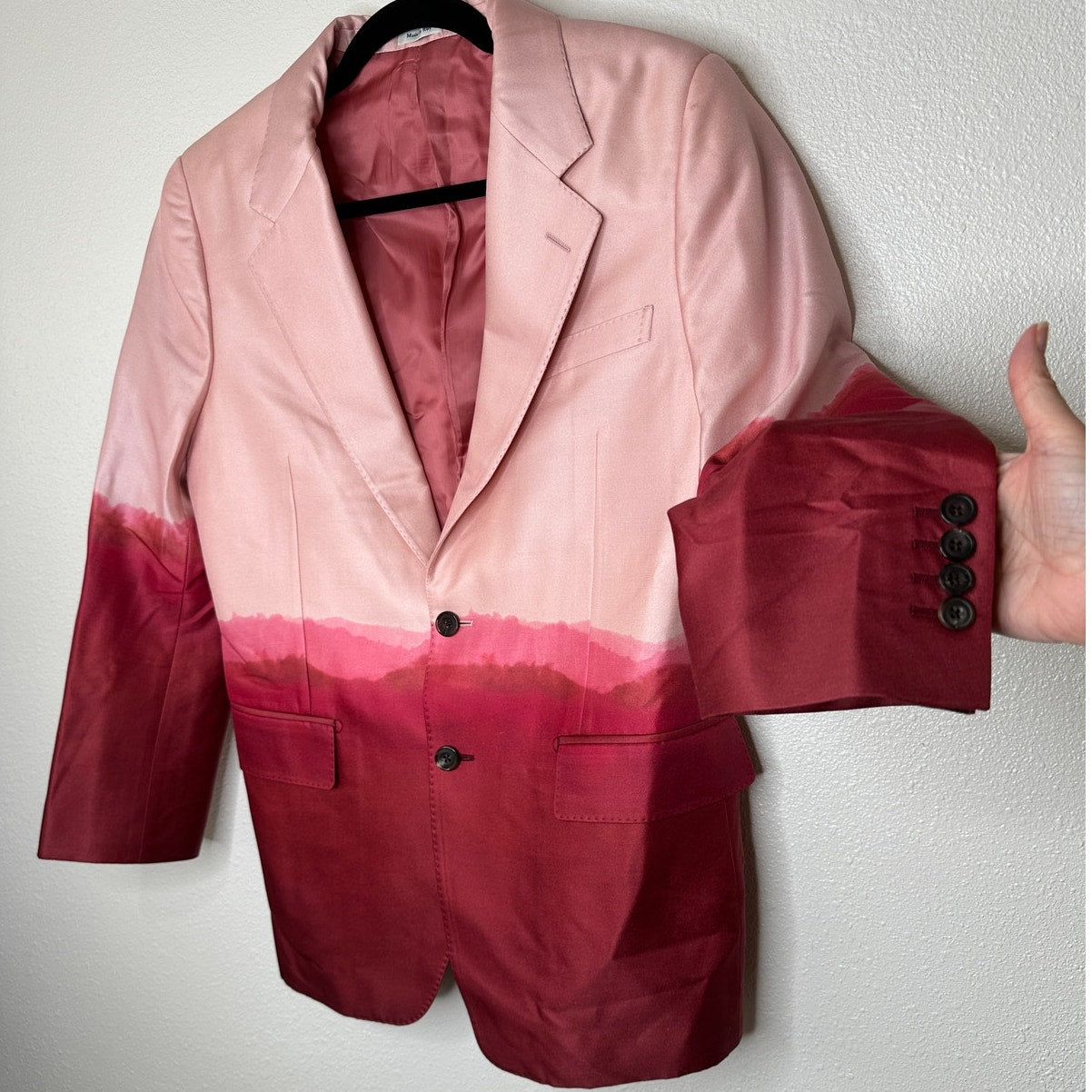 Alexander McQueen Pink Dip Dye 2-Button Silk Wool Blend Blazer Jacket 50