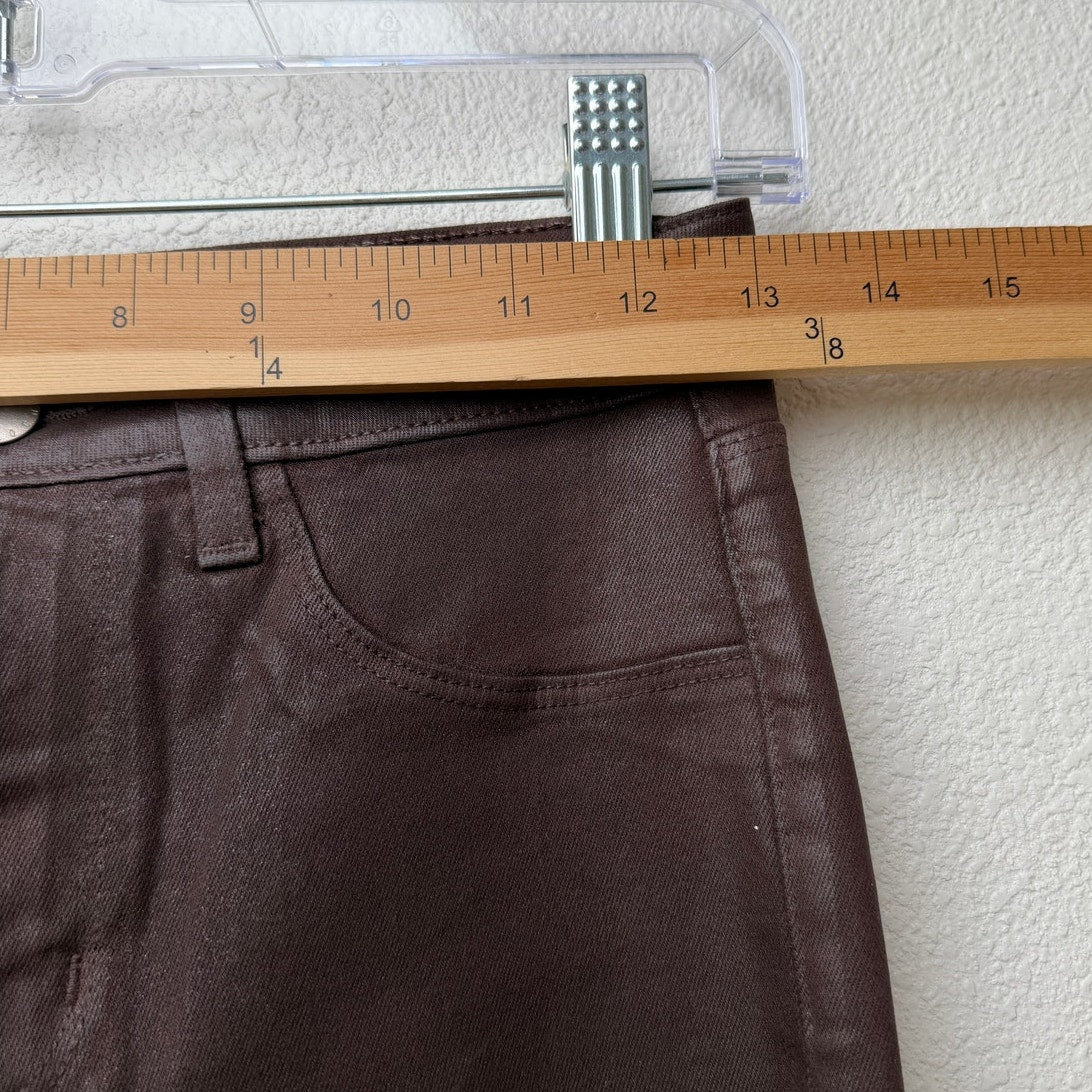 L'Agence Marguerite High Rise Coated Skinny Jeans in Chocolate Size 25