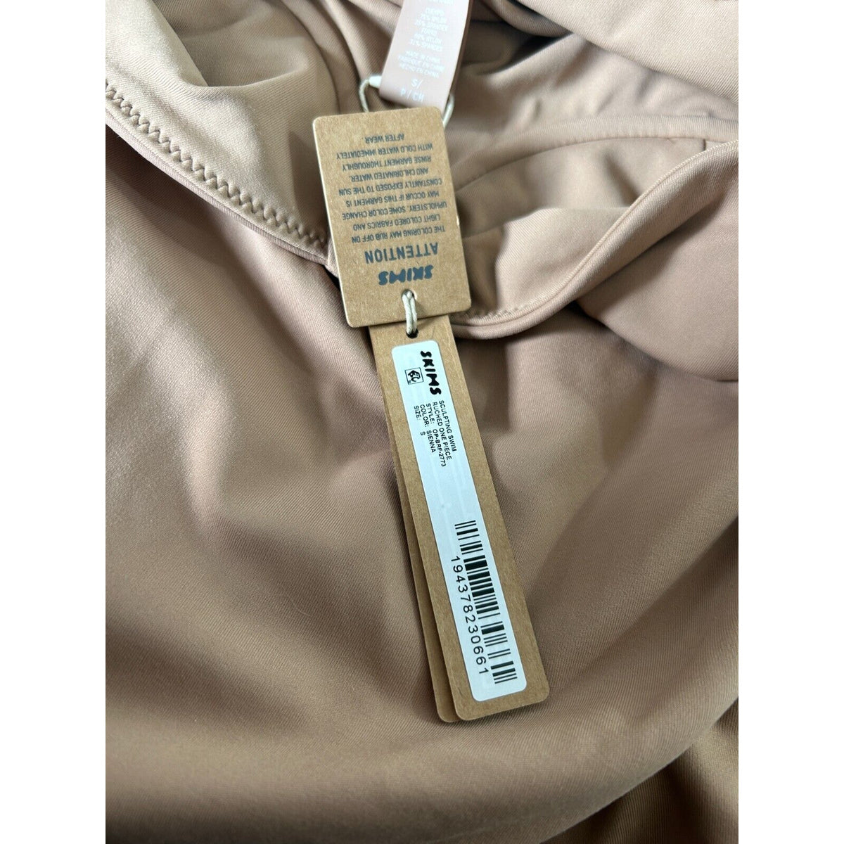 NWT Skims Sienna Tan Sculpting Ruched One Piece Bathing suit Swim Dress Small