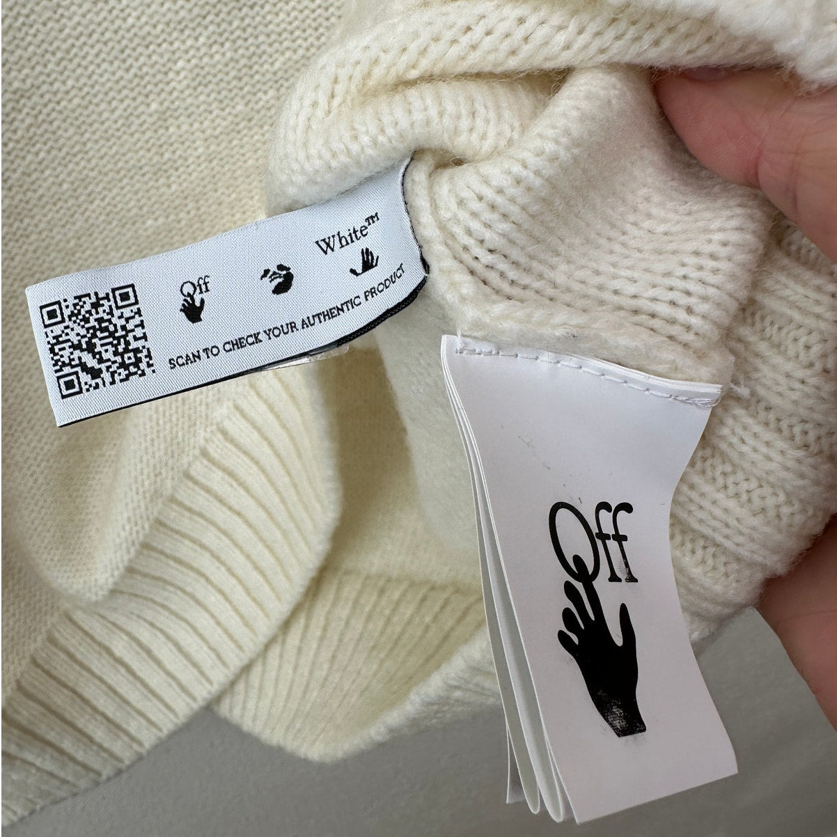 Off-White Reverse Arrow Diag Knit Crew Sweater White / Green