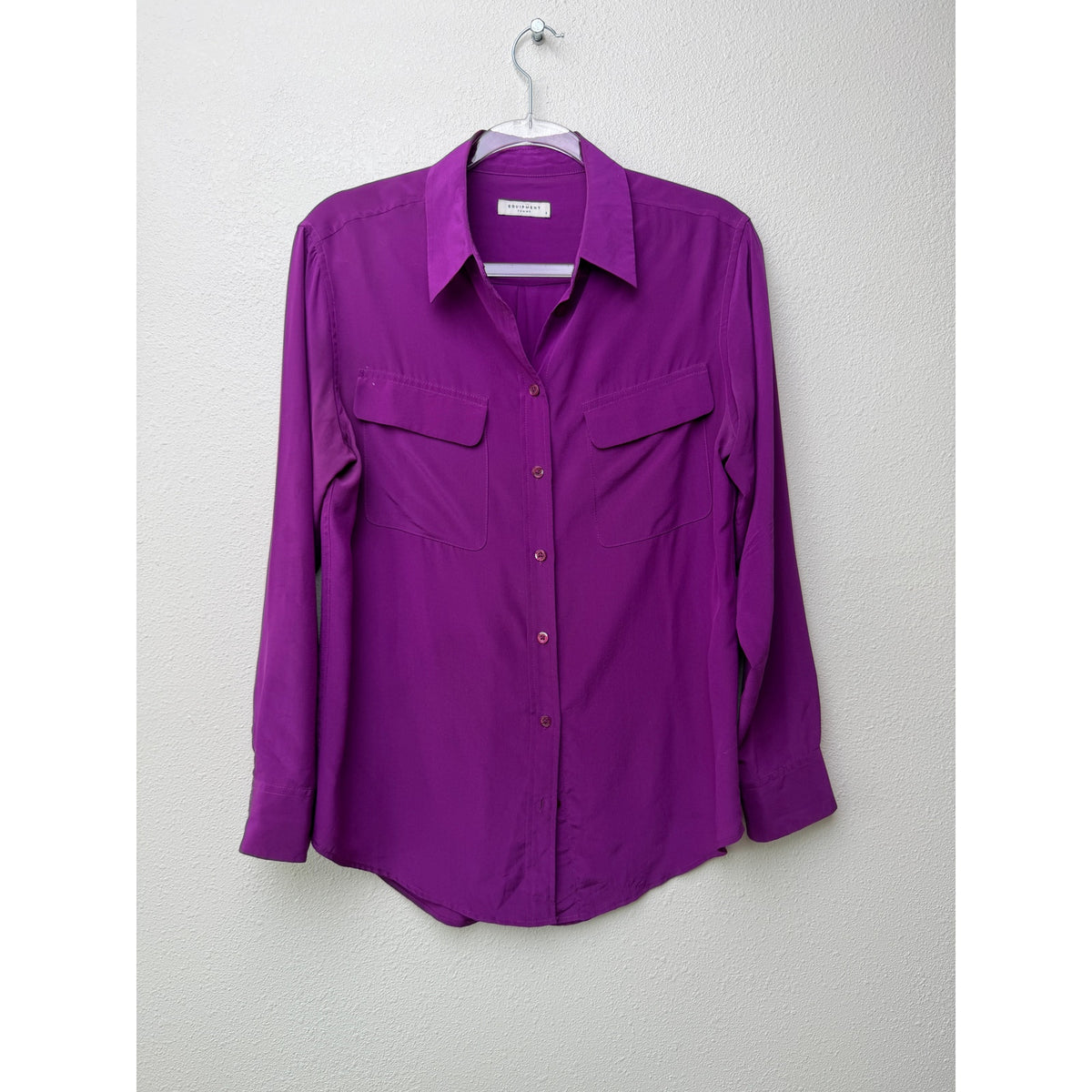 Equipment Purple Silk Button Front Shirt Women S
