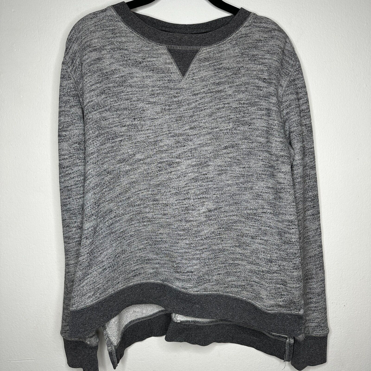 Rag & Bone Heather Gray Georgia Boxy Jumper Sweatshirt Dark Gray Trim S