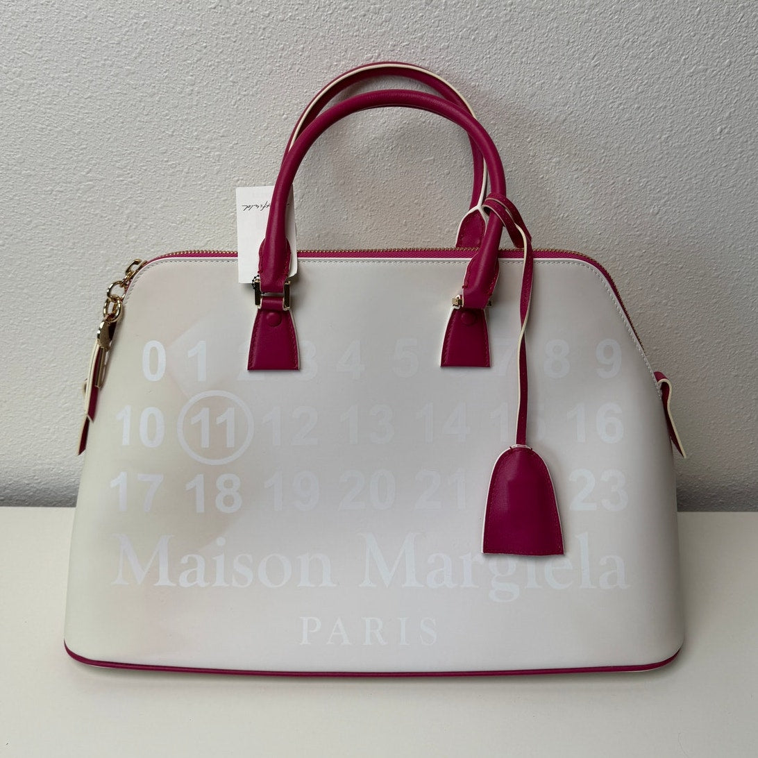 NWT Maison Margiela 5AC Large Bi-Color White Pink UVA Leather Bag