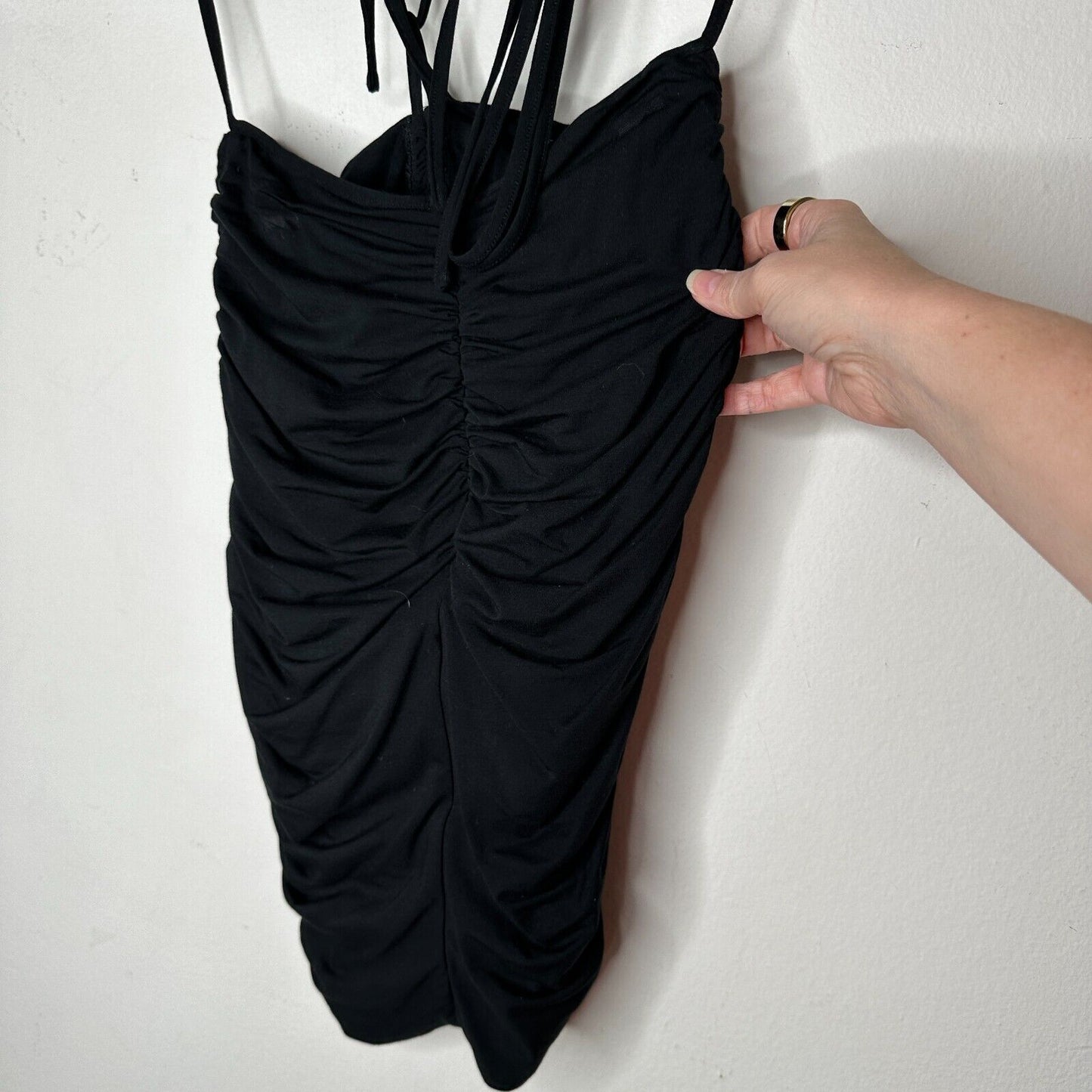 I.AM.GIA Black Ruched Mid-Rise Fitted Wrap Self Tie Waist Wrap Skirt XS